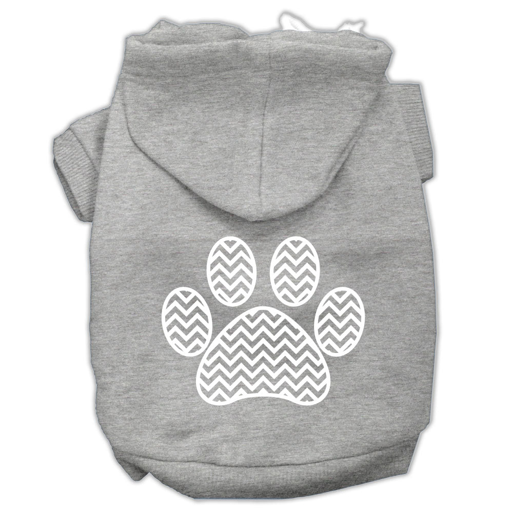 Chevron Paw Screen Print Pet Hoodies Grey Size Med GreatEagleInc