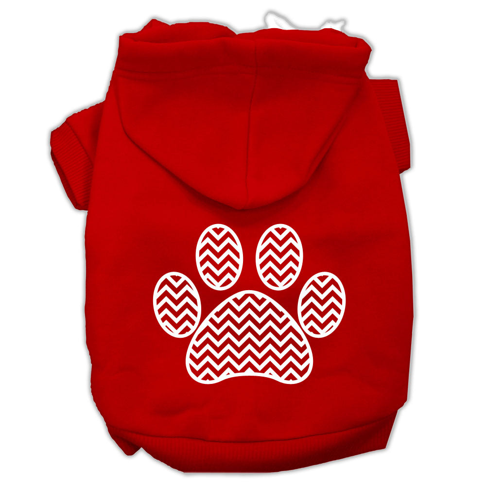 Chevron Paw Screen Print Pet Hoodies Red Size Med GreatEagleInc