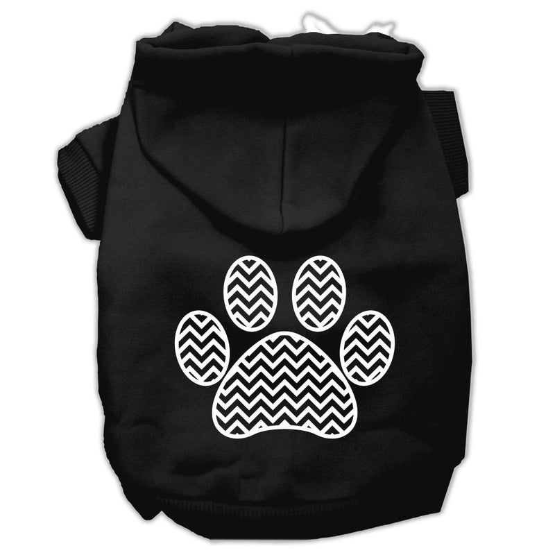 Chevron Paw Screen Print Pet Hoodies Black Size Xs GreatEagleInc