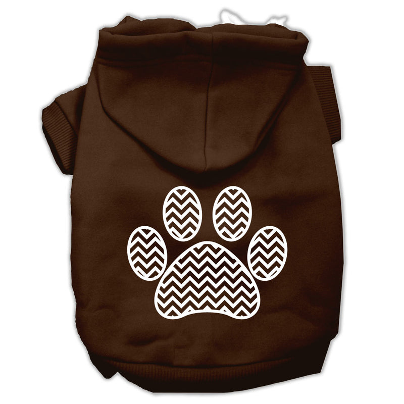 Chevron Paw Screen Print Pet Hoodies Brown Size Xs GreatEagleInc