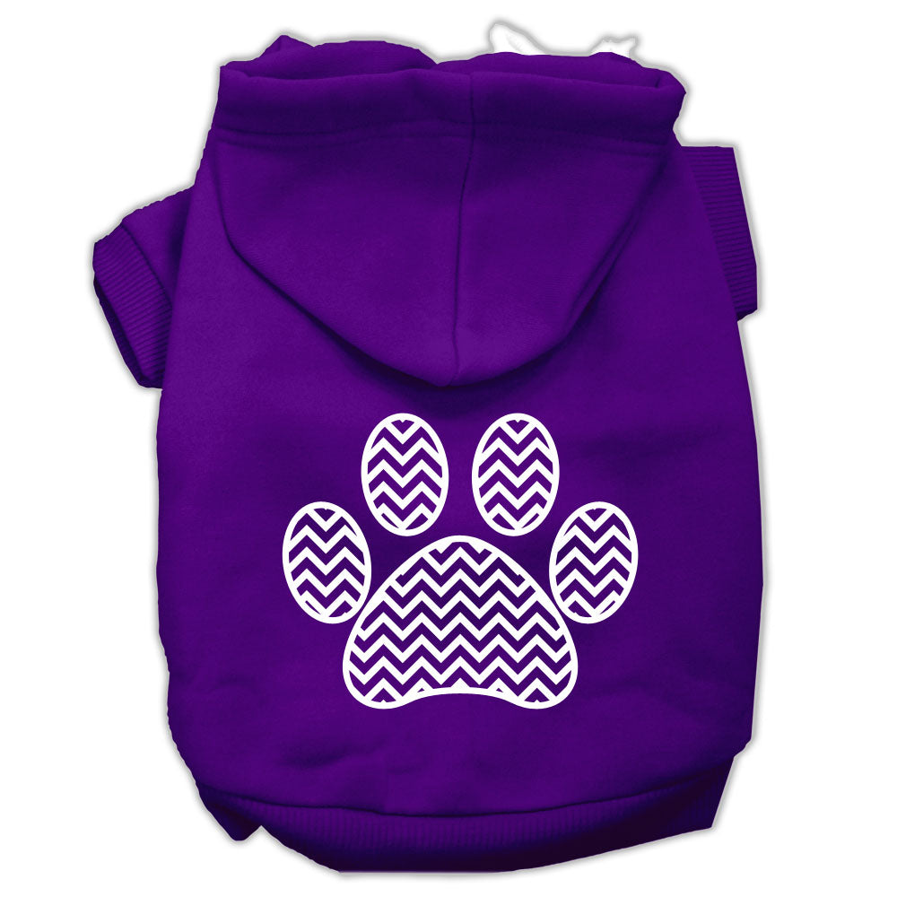 Chevron Paw Screen Print Pet Hoodies Purple Size Xs GreatEagleInc