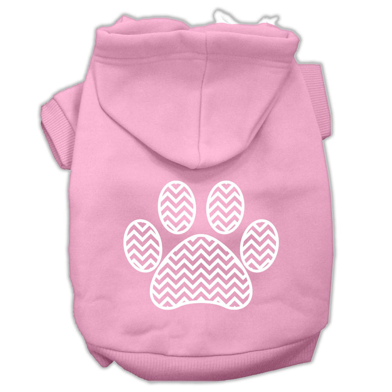 Chevron Paw Screen Print Pet Hoodies Light Pink Size Xxl GreatEagleInc