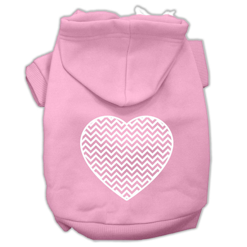 Chevron Heart Screen Print Dog Pet Hoodies Light Pink Size Lg GreatEagleInc