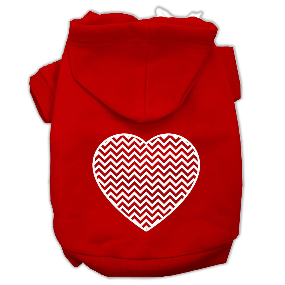 Chevron Heart Screen Print Dog Pet Hoodies Red Size Lg GreatEagleInc