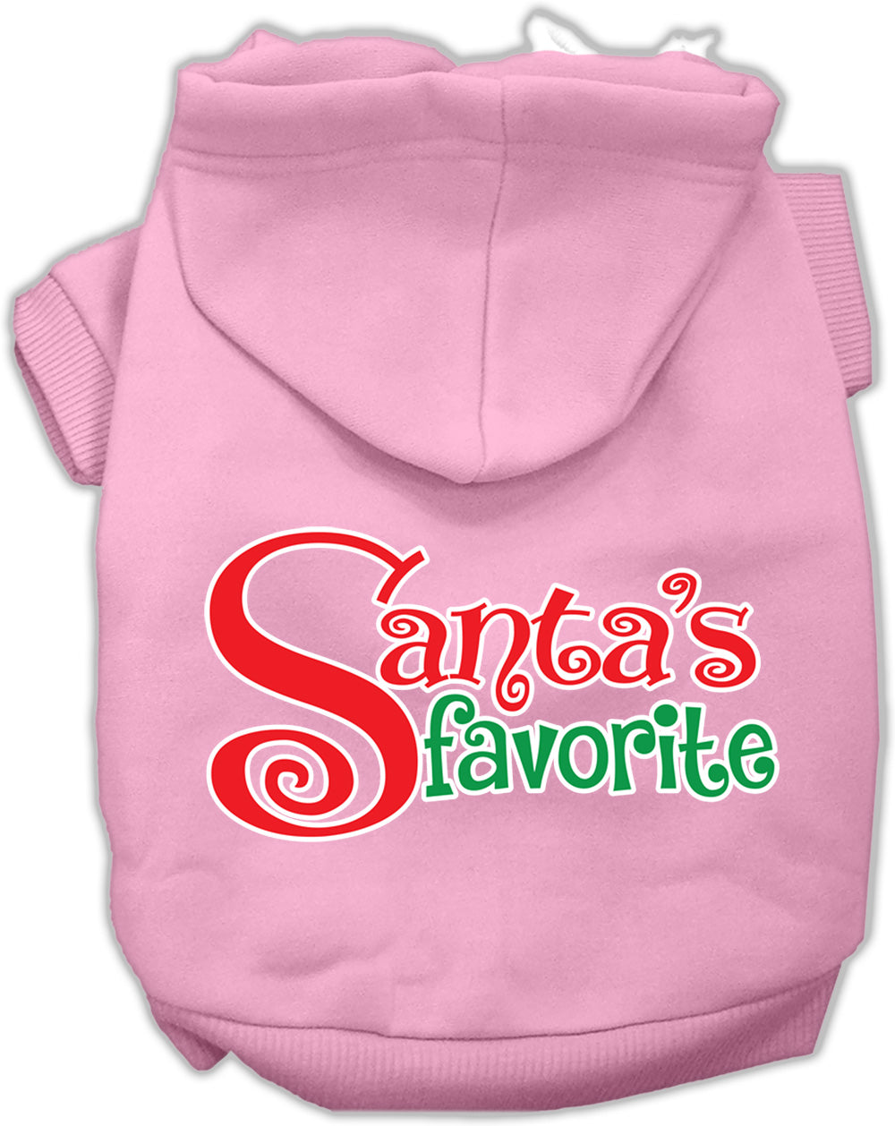 Santas Favorite Screen Print Pet Hoodie Light Pink Med GreatEagleInc