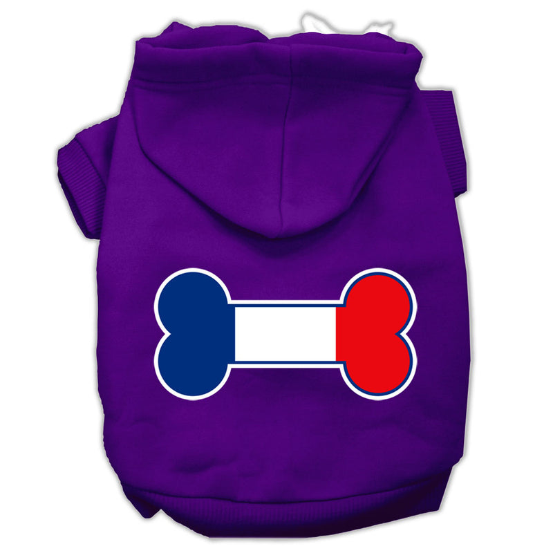 Bone Shaped France Flag Screen Print Pet Hoodies Purple Size L GreatEagleInc