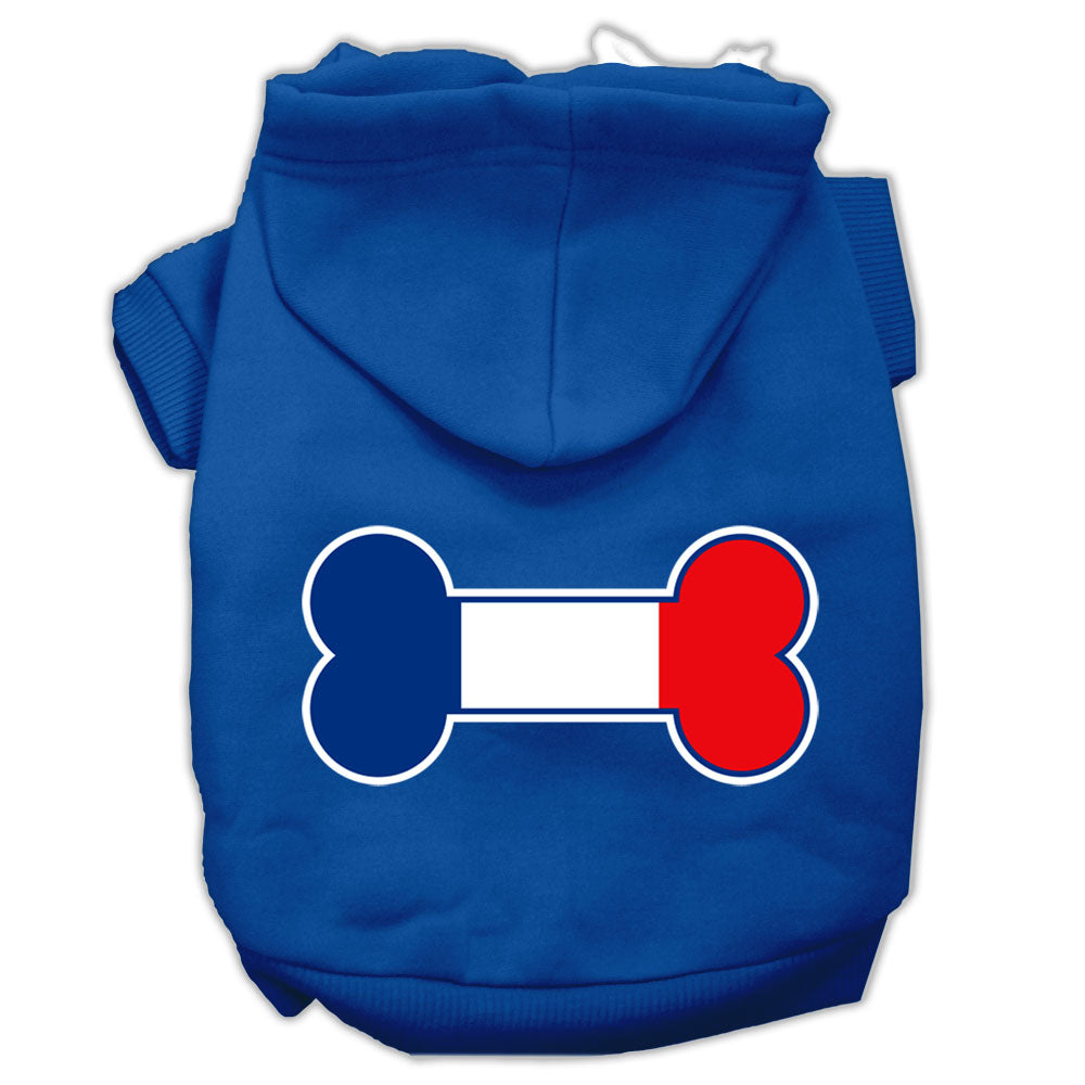Bone Shaped France Flag Screen Print Pet Hoodies Blue Size Med Default Title