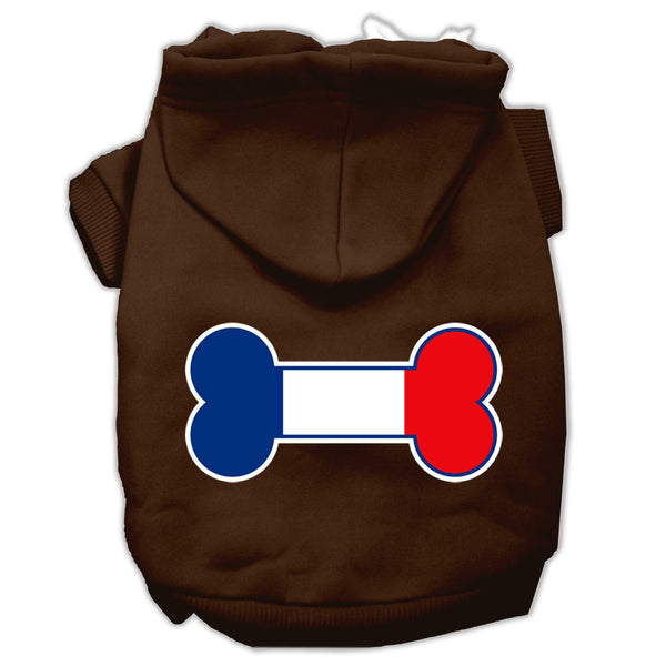 Bone Shaped France Flag Screen Print Pet Hoodies Brown Size Xl Default Title