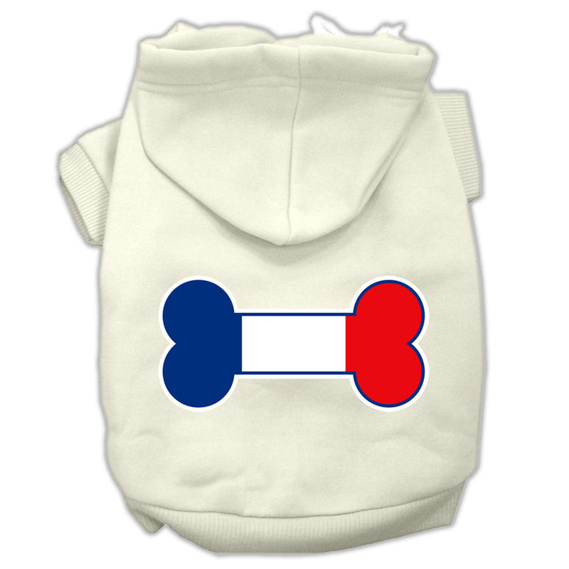 Bone Shaped France Flag Screen Print Pet Hoodies Cream Size Xl GreatEagleInc