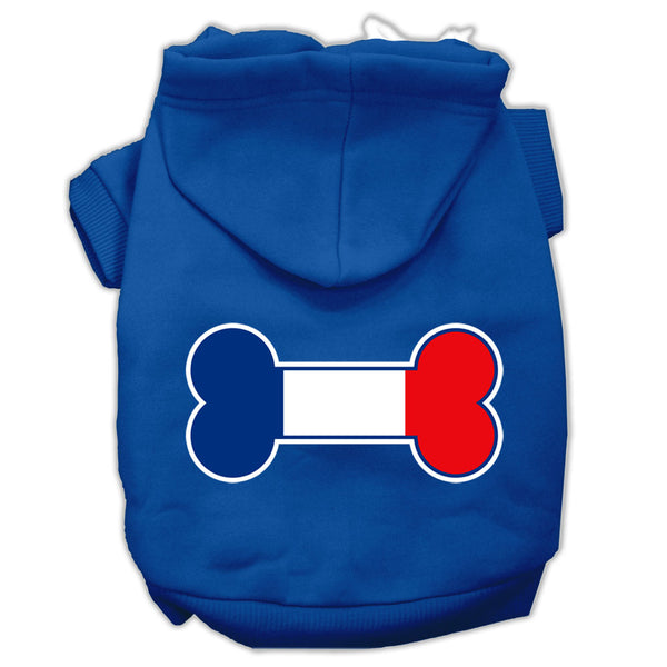 Bone Shaped France Flag Screen Print Pet Hoodies Blue Size Xs Default Title