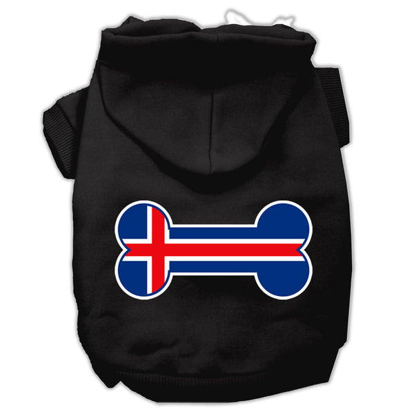 Bone Shaped Iceland Flag Screen Print Pet Hoodies Black L GreatEagleInc