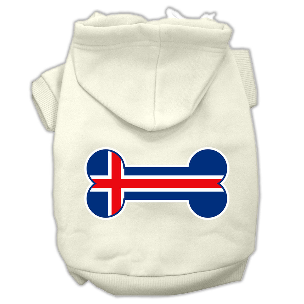 Bone Shaped Iceland Flag Screen Print Pet Hoodies Cream Size L GreatEagleInc