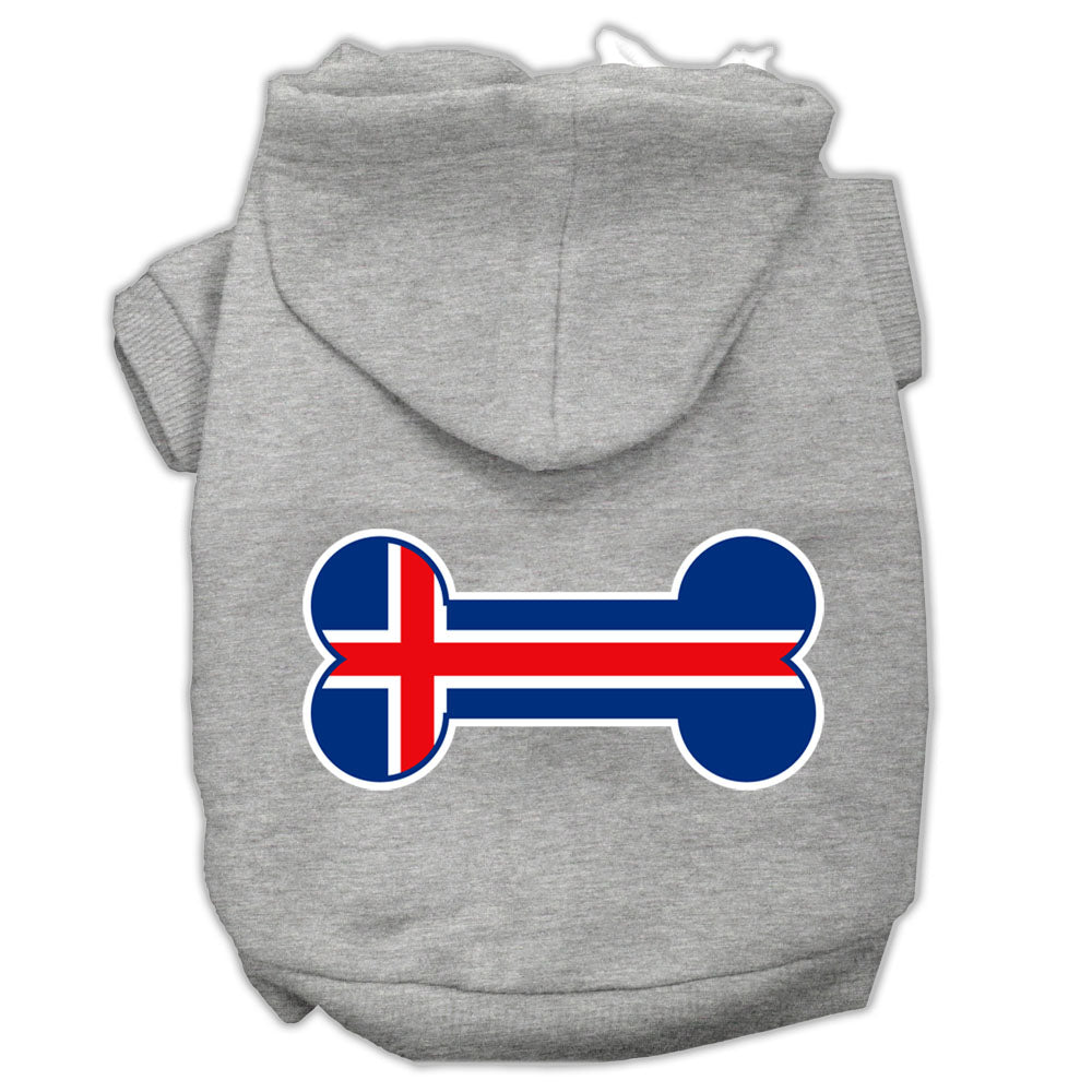 Bone Shaped Iceland Flag Screen Print Pet Hoodies Grey S GreatEagleInc