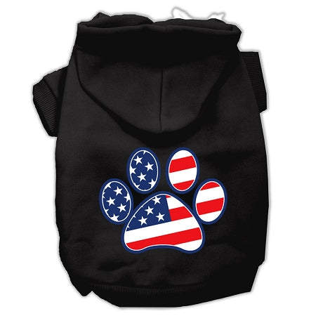 Patriotic Paw Screen Print Pet Hoodies Black S GreatEagleInc