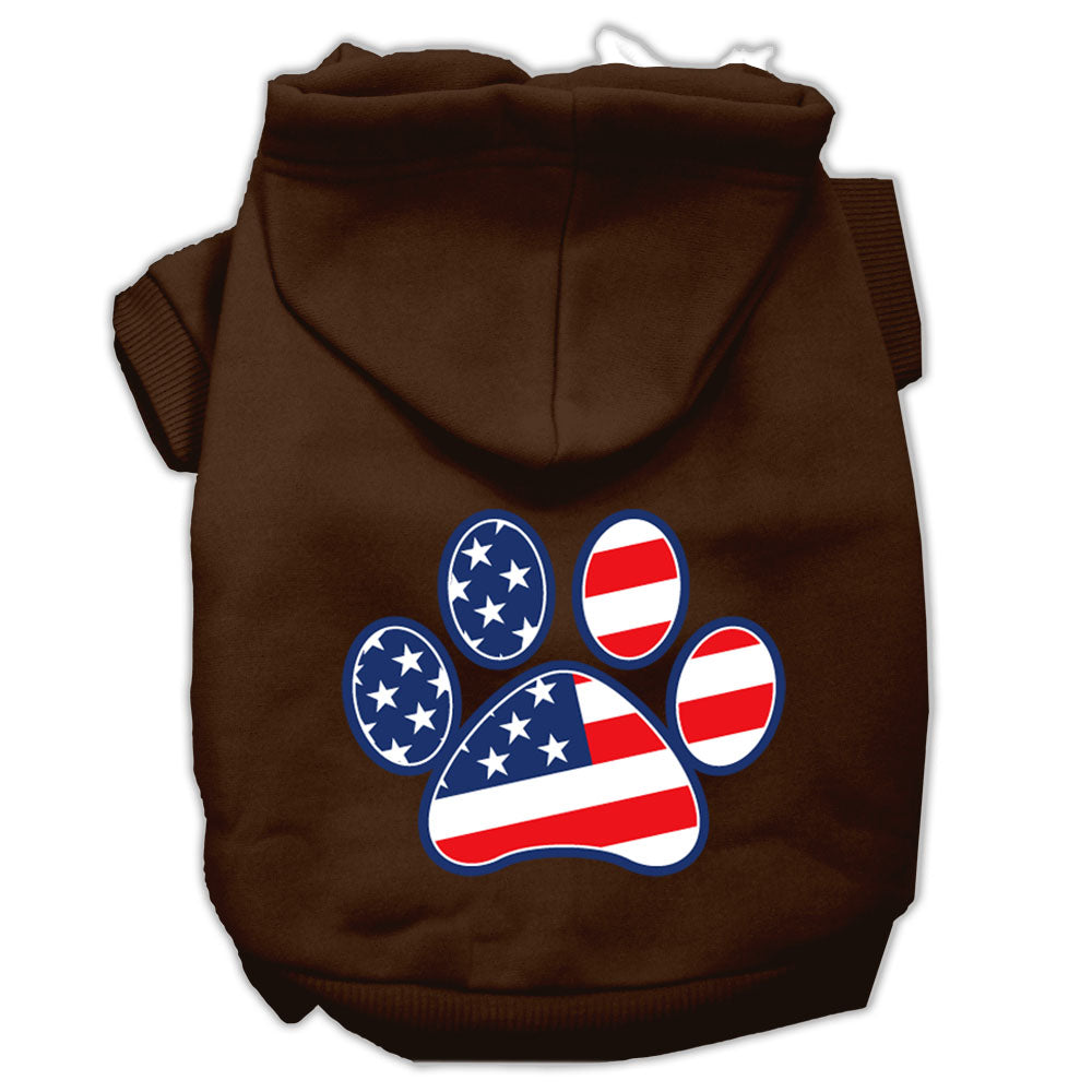 Patriotic Paw Screen Print Pet Hoodies Brown S GreatEagleInc