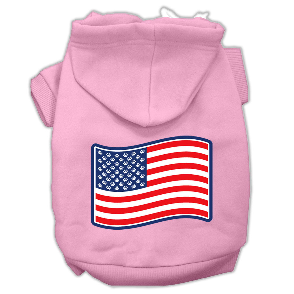 Paws And Stripes Screen Print Pet Hoodies Light Pink Size L GreatEagleInc