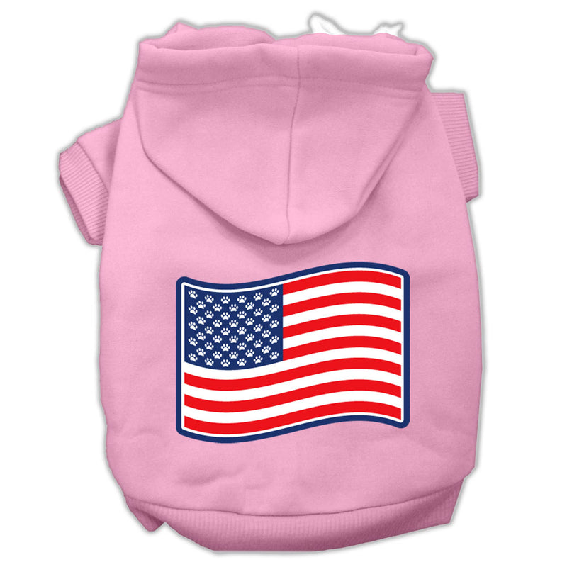 Paws And Stripes Screen Print Pet Hoodies Light Pink Size Xs GreatEagleInc