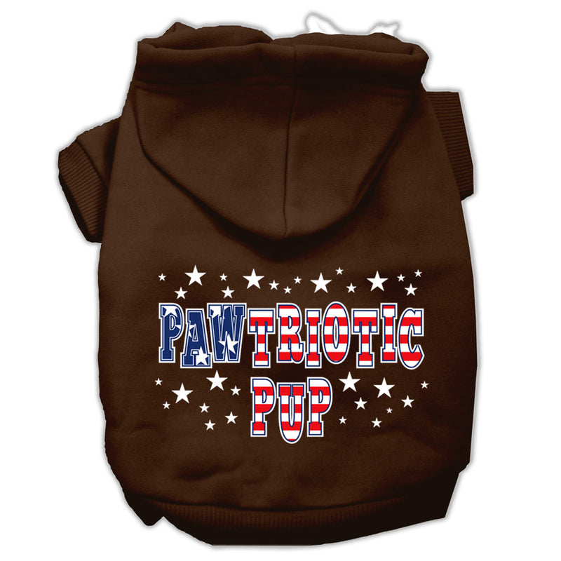 Pawtriotic Pup Screen Print Pet Hoodies Brown Size Lg GreatEagleInc