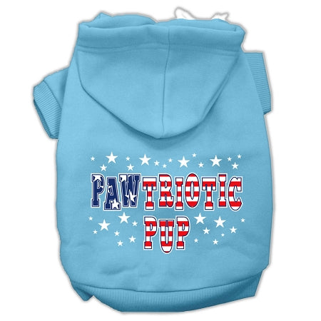 Pawtriotic Pup Screen Print Pet Hoodies Baby Blue Xs GreatEagleInc