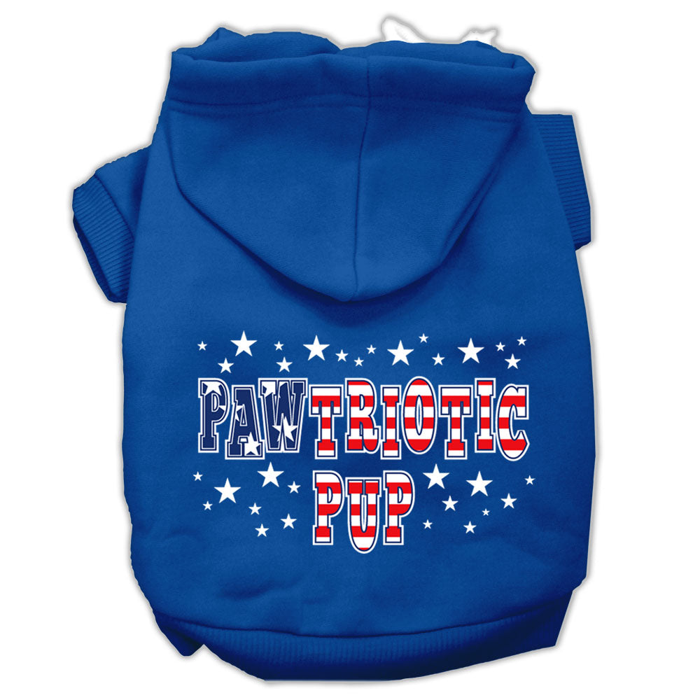 Pawtriotic Pup Screen Print Pet Hoodies Blue Size Xs GreatEagleInc