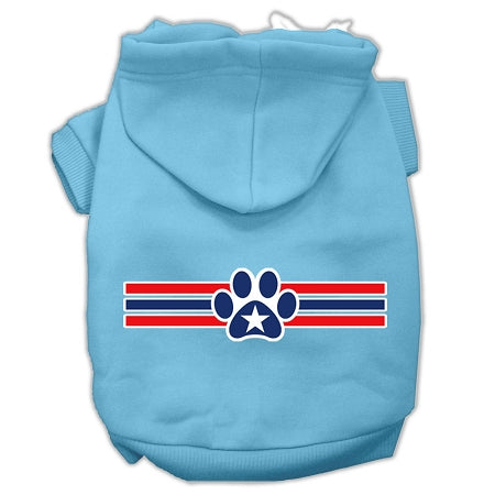 Patriotic Star Paw Screen Print Pet Hoodies Baby Blue L GreatEagleInc