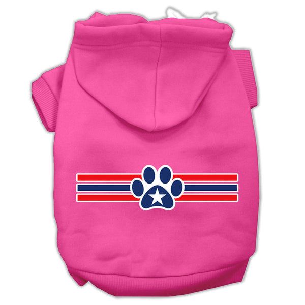 Patriotic Star Paw Screen Print Pet Hoodies Bright Pink Size L GreatEagleInc