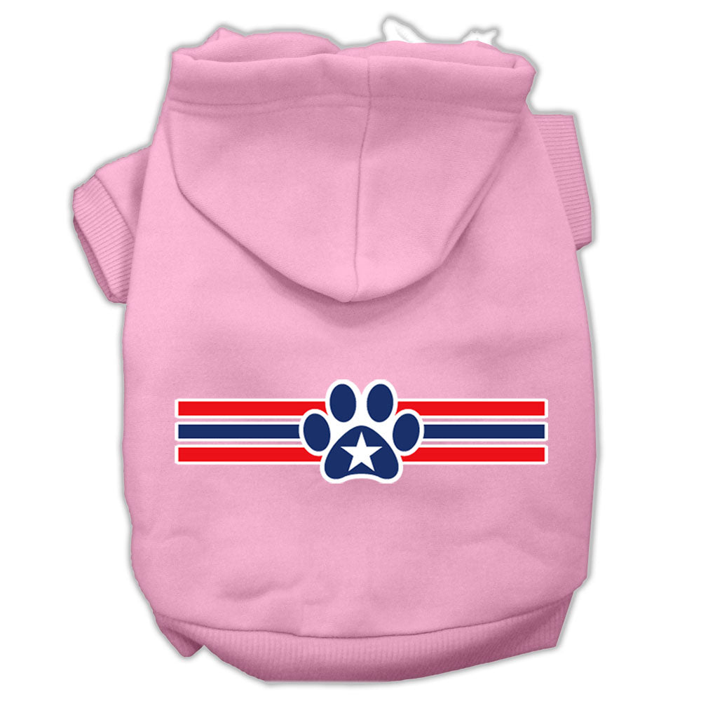 Patriotic Star Paw Screen Print Pet Hoodies Light Pink Size L GreatEagleInc