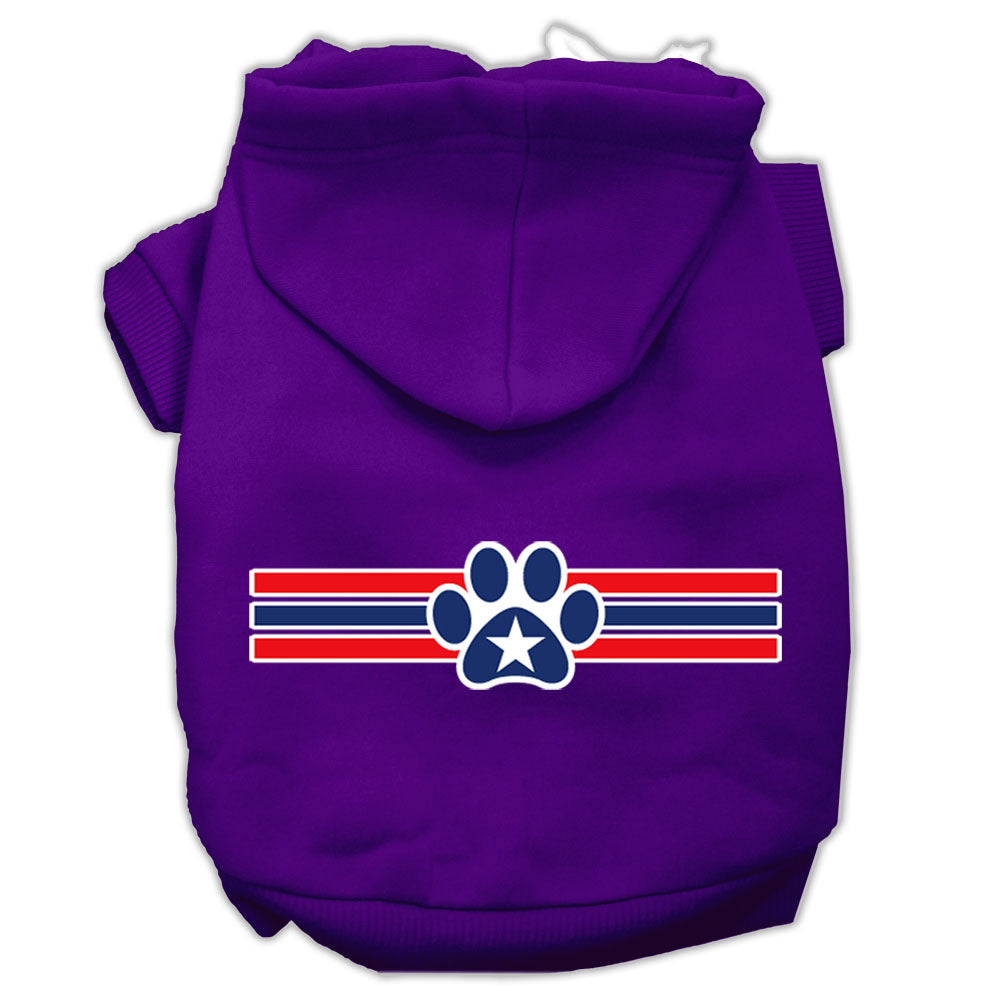 Patriotic Star Paw Screen Print Pet Hoodies Purple Size L GreatEagleInc