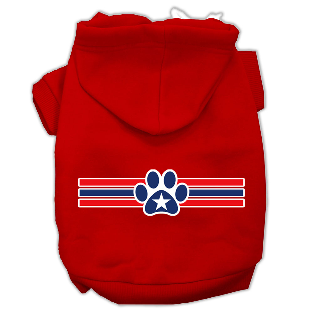 Patriotic Star Paw Screen Print Pet Hoodies Red Size L GreatEagleInc