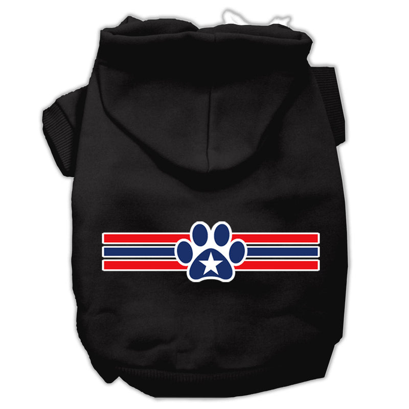 Patriotic Star Paw Screen Print Pet Hoodies Black Size Med GreatEagleInc