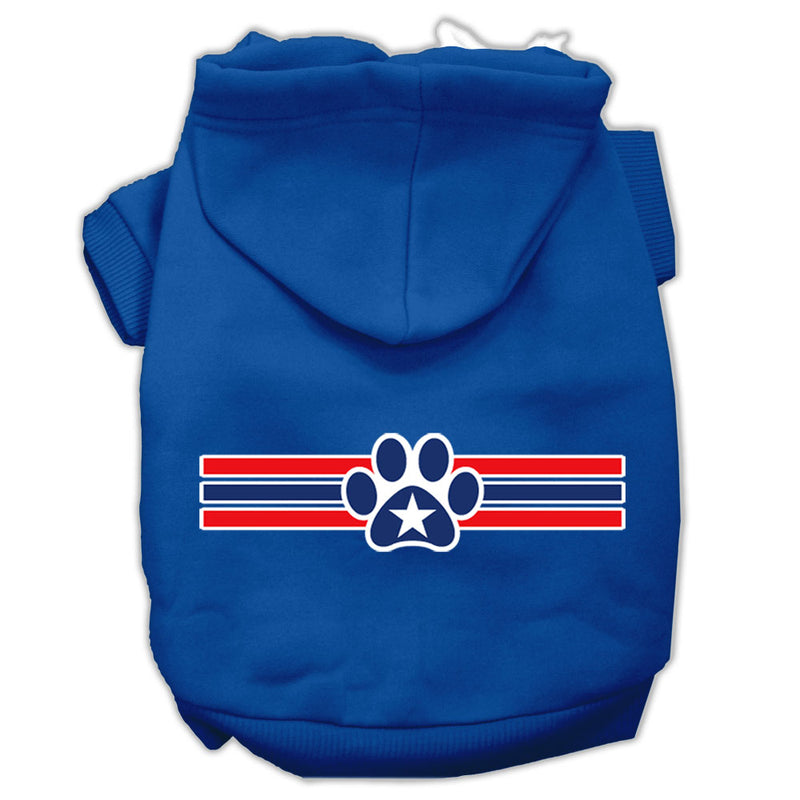 Patriotic Star Paw Screen Print Pet Hoodies Blue Size Med GreatEagleInc