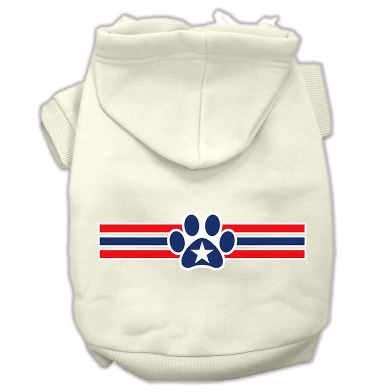 Patriotic Star Paw Screen Print Pet Hoodies Cream Size M GreatEagleInc