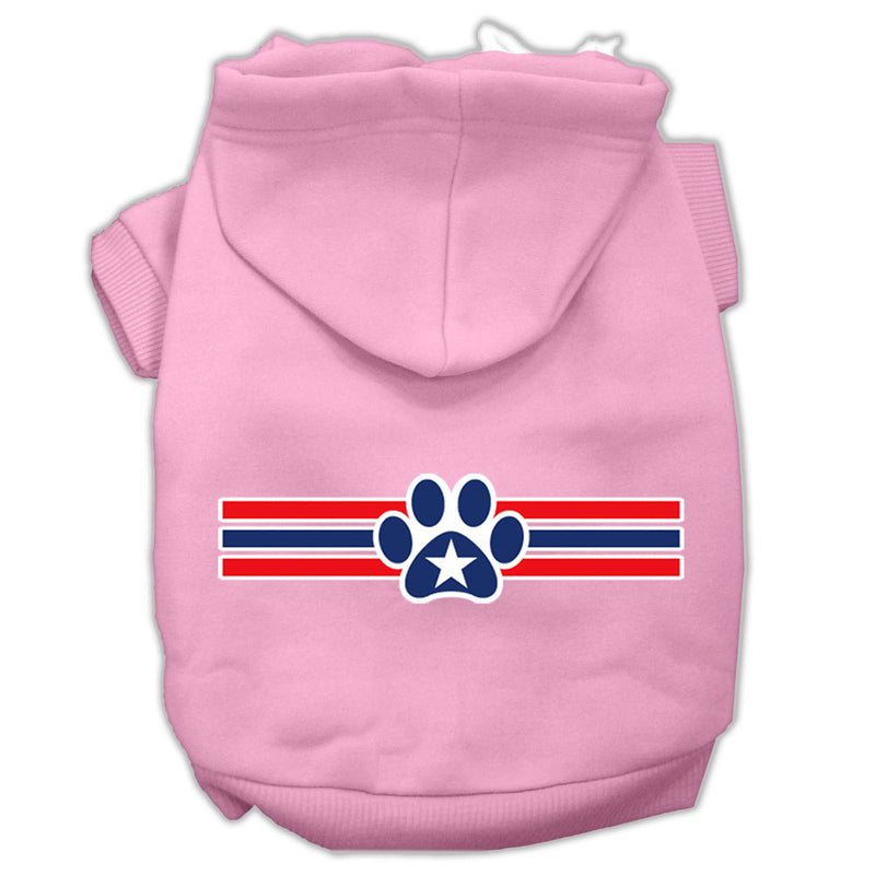 Patriotic Star Paw Screen Print Pet Hoodies Light Pink Size M GreatEagleInc