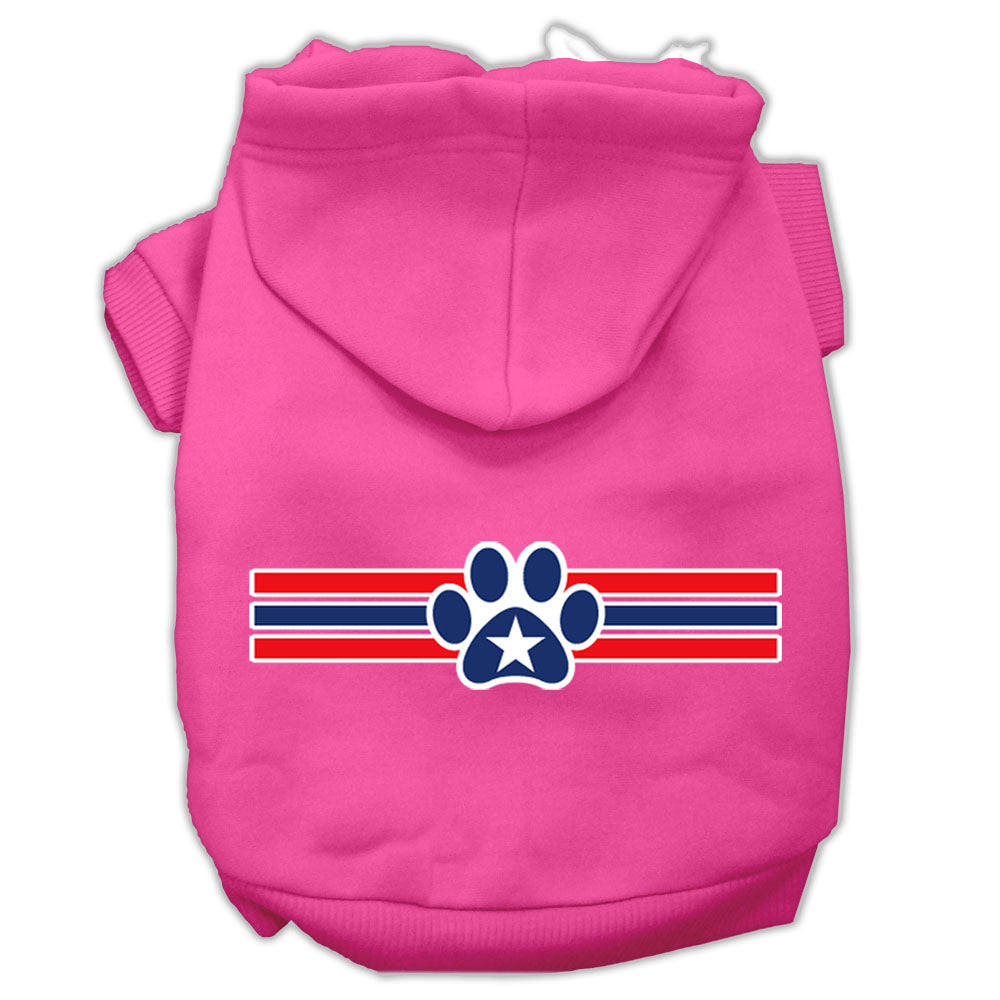 Patriotic Star Paw Screen Print Pet Hoodies Bright Pink Size S GreatEagleInc