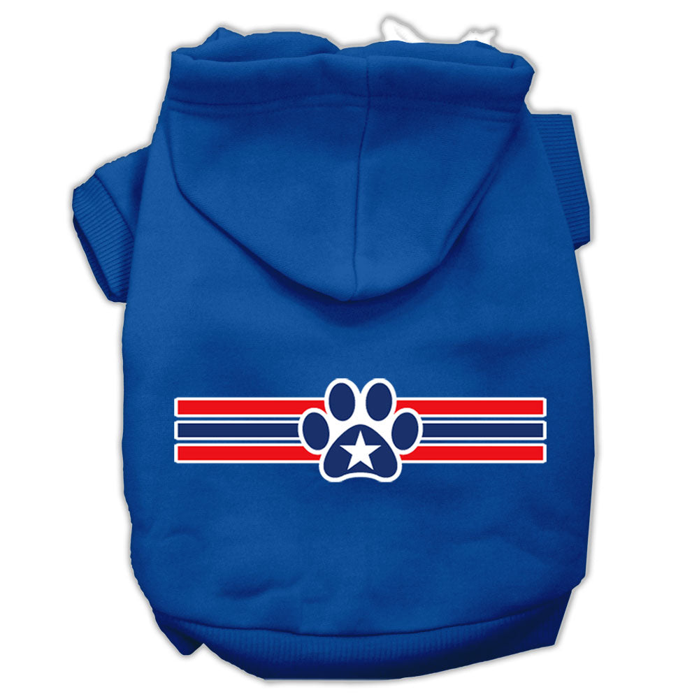 Patriotic Star Paw Screen Print Pet Hoodies Blue Size Xl GreatEagleInc