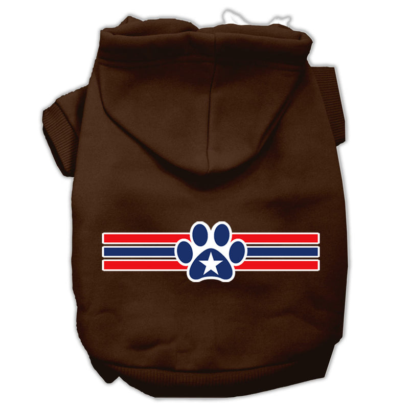 Patriotic Star Paw Screen Print Pet Hoodies Brown Size Xxxl GreatEagleInc