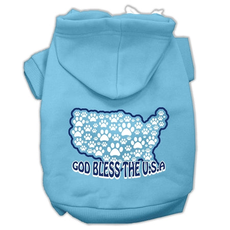 God Bless Usa Screen Print Pet Hoodies Baby Blue L GreatEagleInc