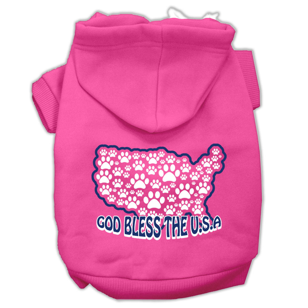 God Bless Usa Screen Print Pet Hoodies Bright Pink Size L GreatEagleInc