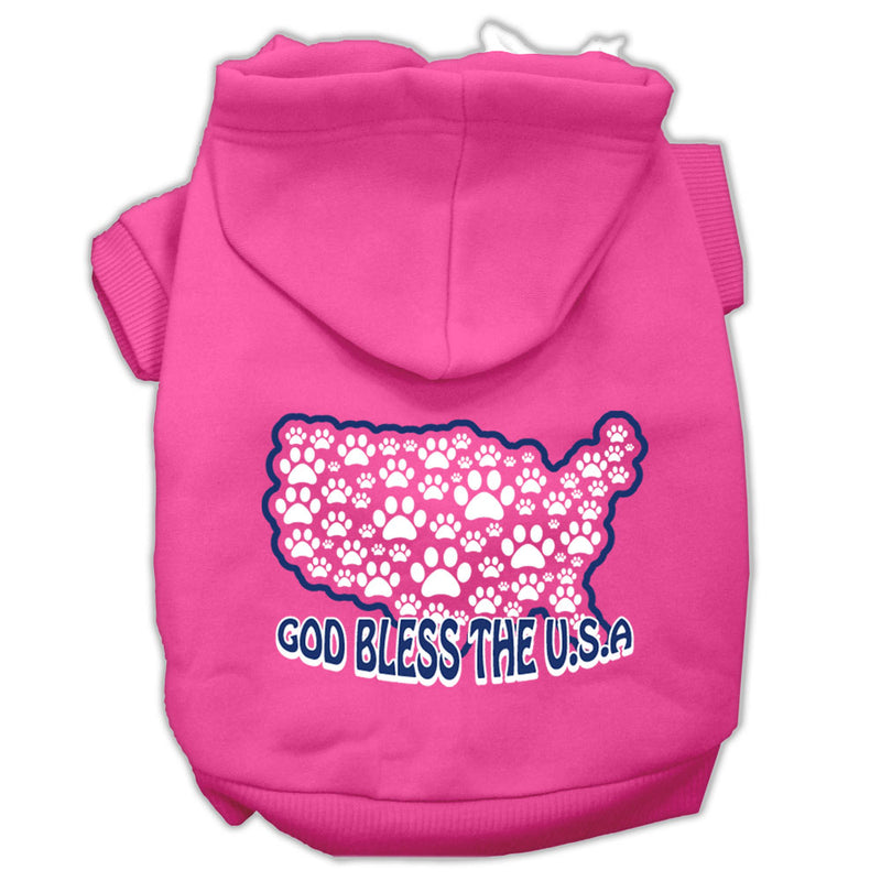 God Bless Usa Screen Print Pet Hoodies Bright Pink Size L GreatEagleInc