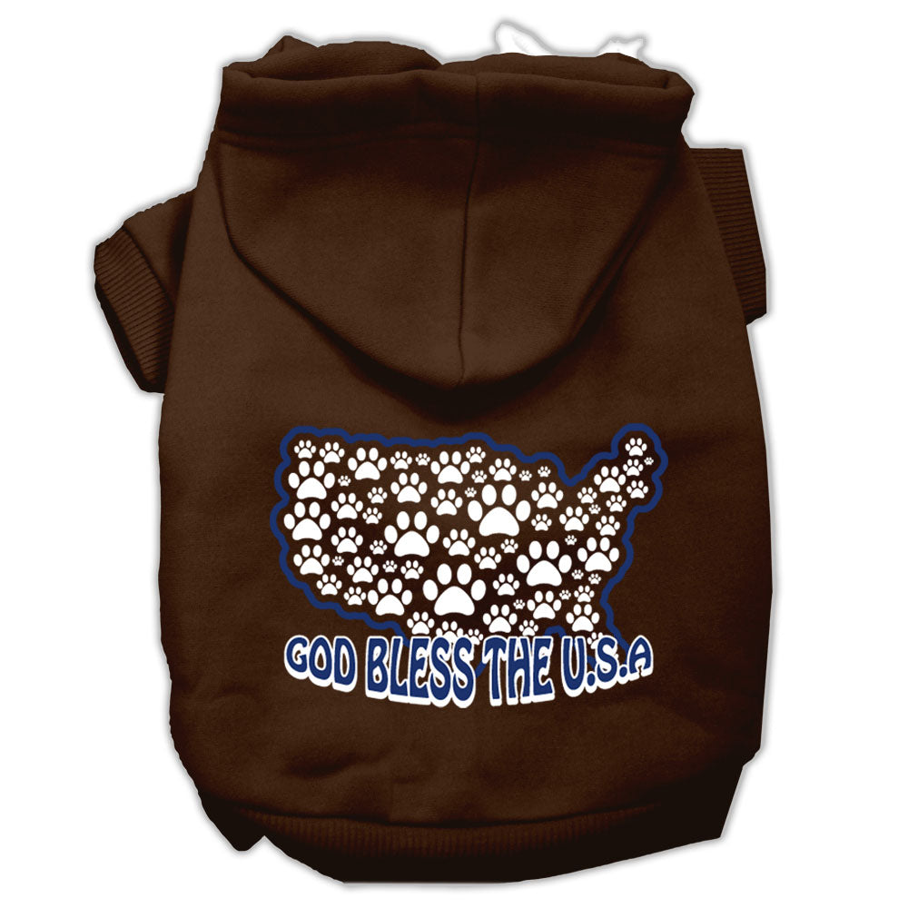 God Bless Usa Screen Print Pet Hoodies Brown L GreatEagleInc