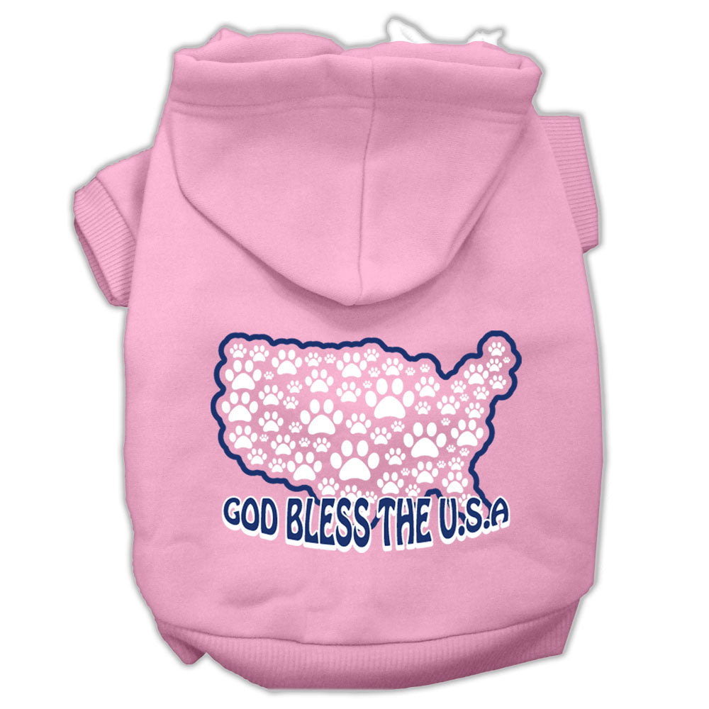 God Bless Usa Screen Print Pet Hoodies Light Pink Size L GreatEagleInc