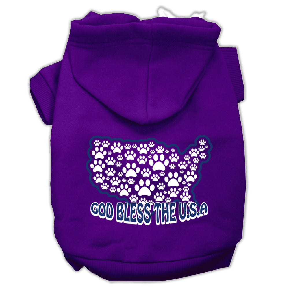 God Bless Usa Screen Print Pet Hoodies Purple Size L GreatEagleInc