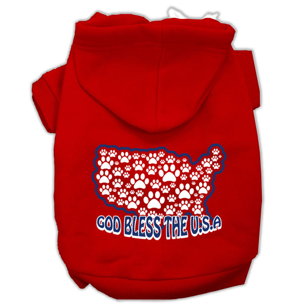 God Bless Usa Screen Print Pet Hoodies Red Size M GreatEagleInc