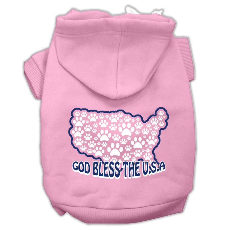 God Bless Usa Screen Print Pet Hoodies Light Pink Size Xl GreatEagleInc