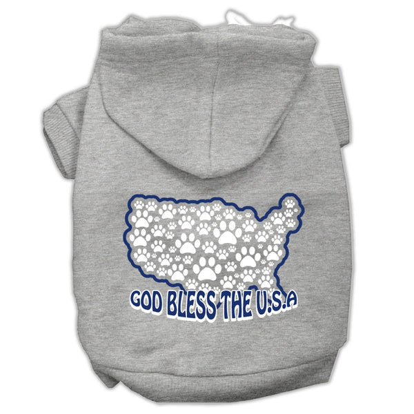 God Bless Usa Screen Print Pet Hoodies Grey Xs GreatEagleInc