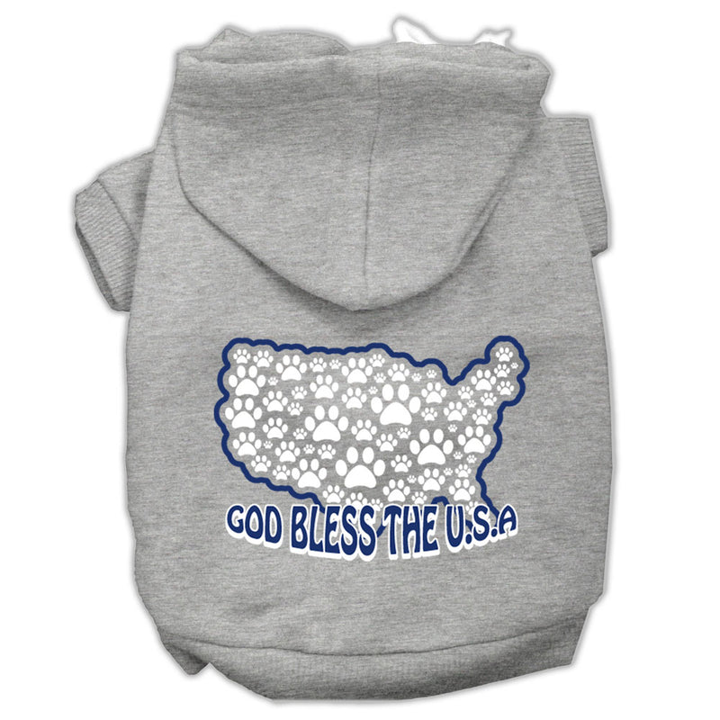 God Bless Usa Screen Print Pet Hoodies Grey Xxl GreatEagleInc