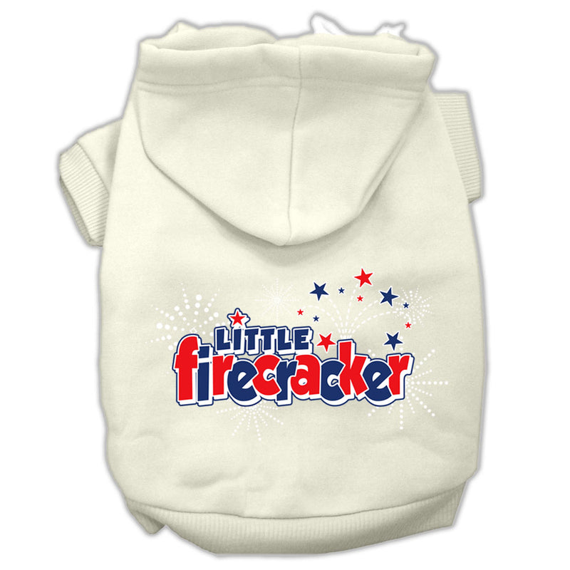 Little Firecracker Screen Print Pet Hoodies Cream Size L GreatEagleInc
