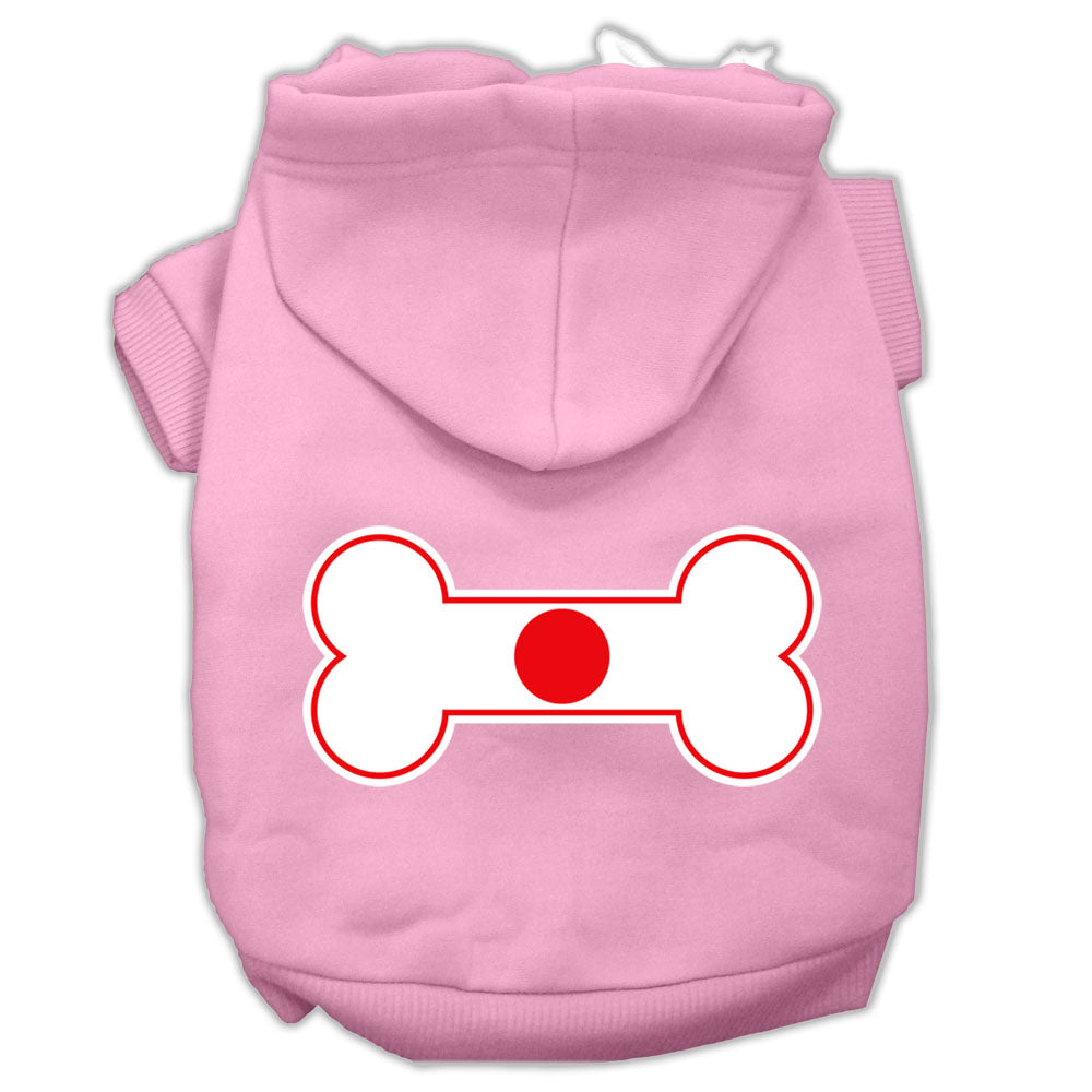 Bone Shaped Japan Flag Screen Print Pet Hoodies Light Pink Size L GreatEagleInc