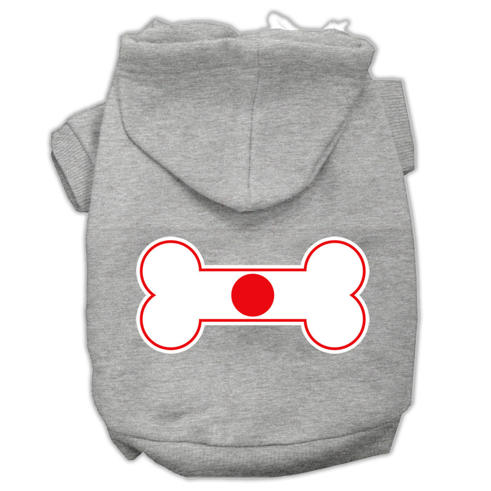 Bone Shaped Japan Flag Screen Print Pet Hoodies Grey S GreatEagleInc