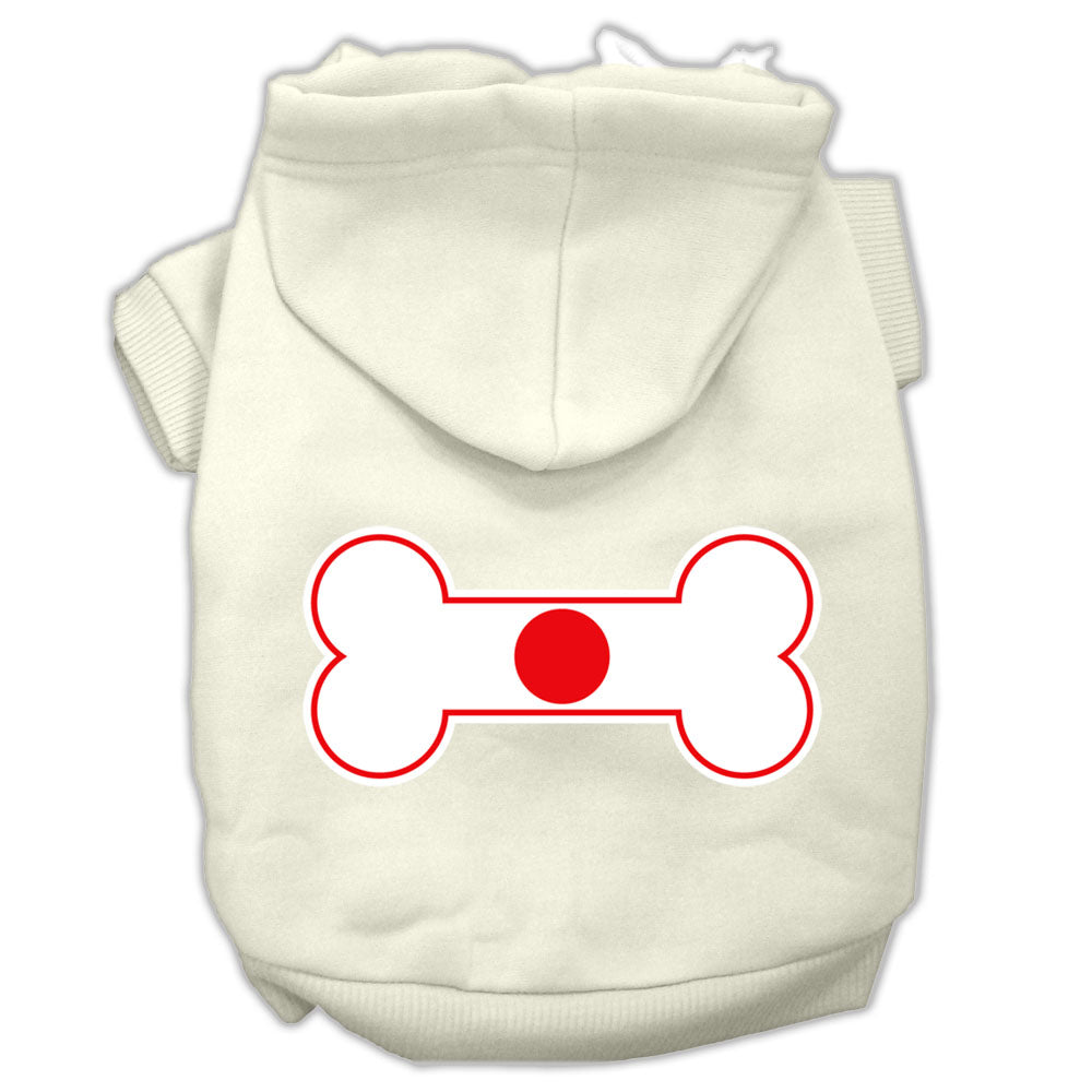 Bone Shaped Japan Flag Screen Print Pet Hoodies Cream Size Xl Default Title